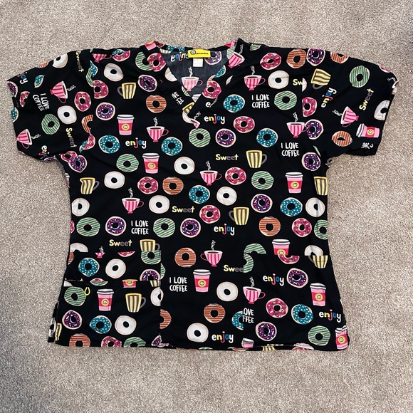 WonderWink size Large donut and coffee scrub top - Picture 1 of 4